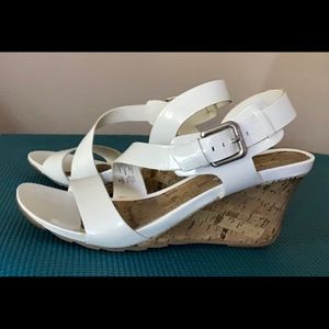 Like New: Cork Wedge Sandal White 10